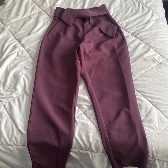 Dynamite Front Tie High Waist Dress Pant in Plum - Picture 1 of 1